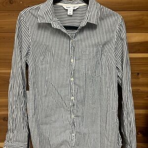 Old Navy Blue and White Striped Classic Shirt